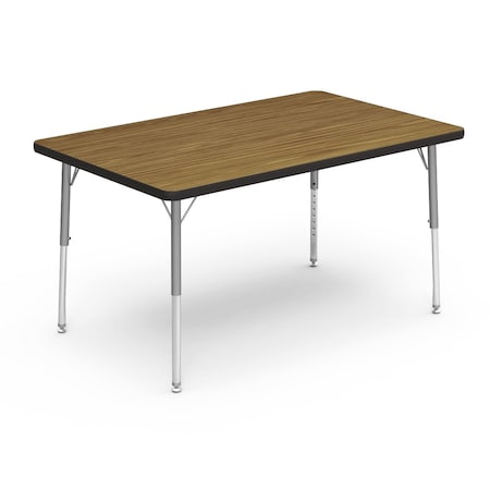 Virco 30 in. W, 48 in. L, 17-25 in. H, Medium Oak Top / Black Edge 483048LO